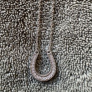 Judith Ripka! Elegant Silver Horseshoe Pendant Necklace